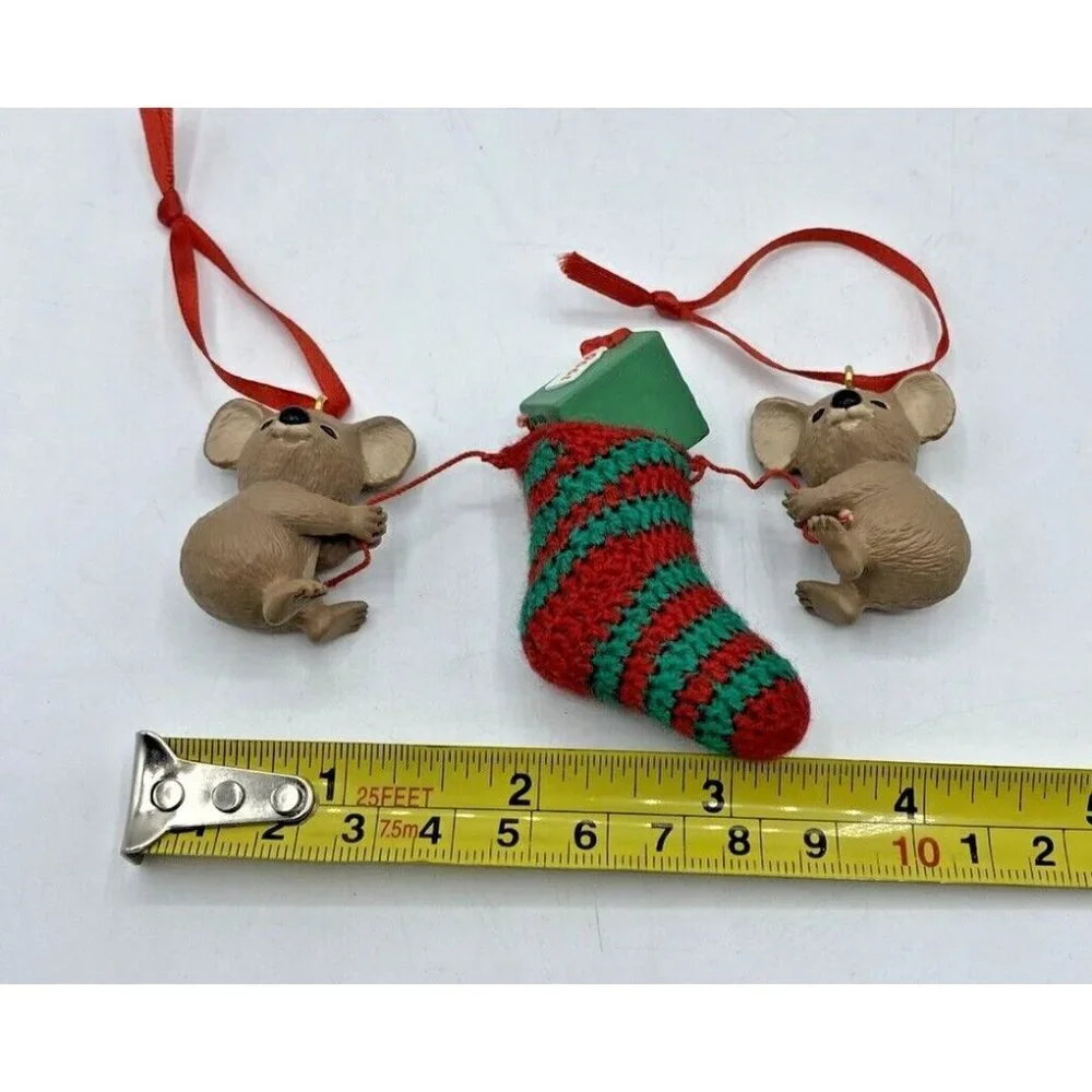 Hallmark Christmas Ornaments Lot 4 Puppy Love Jesus Loves Me Stocking 90s 2001